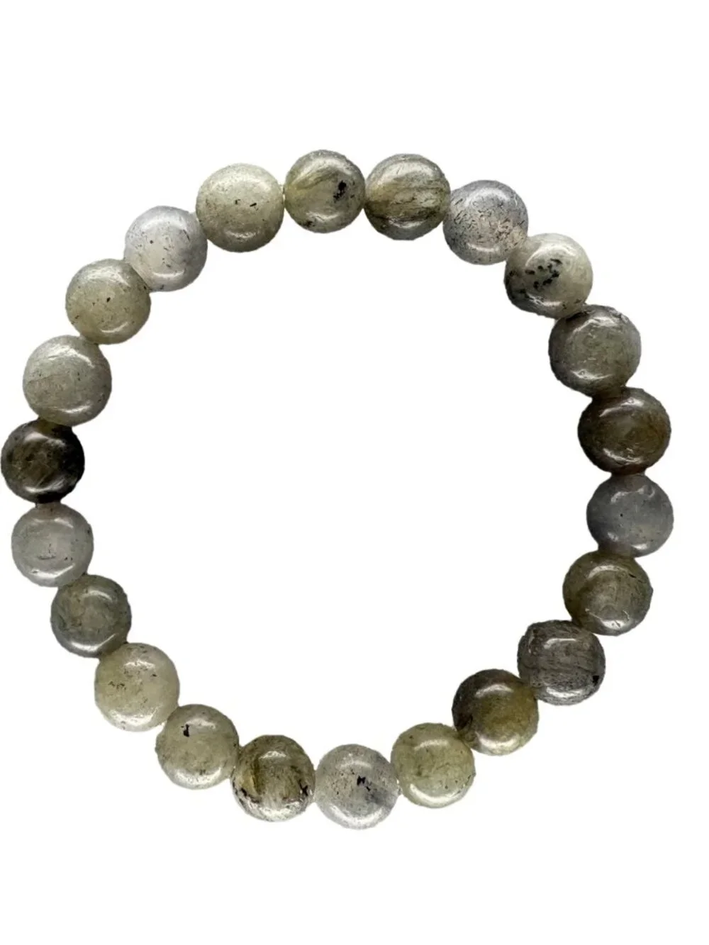 8mm Natural Grey Labradorite Bead Bracelet Genuine Crystal Custom Size Flas